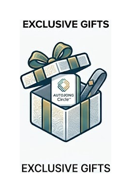 AUTOJONG Circle exclusive gifts illustration featuring premium member-only rewards