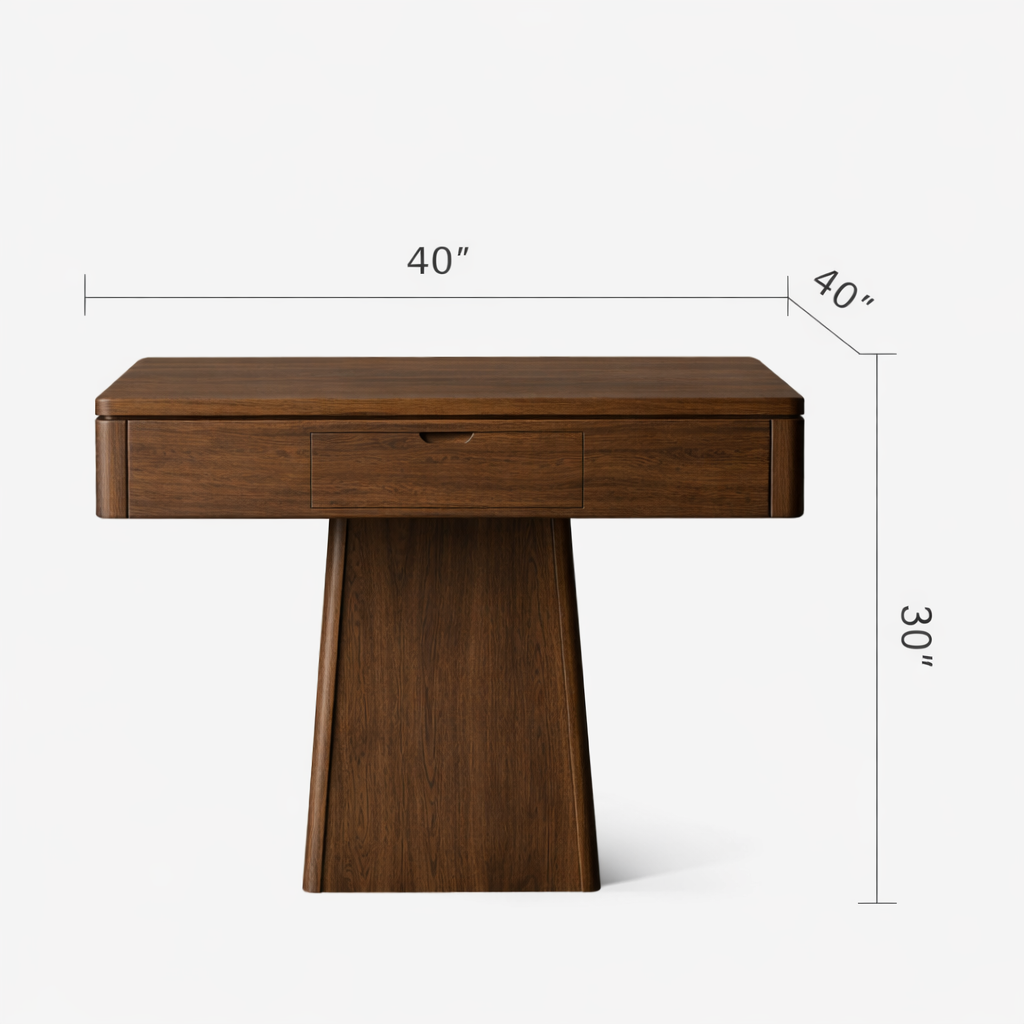 AUTOJONG walnut automatic mahjong table dimensions, 40 inch by 40 inch tabletop with 30 inch height